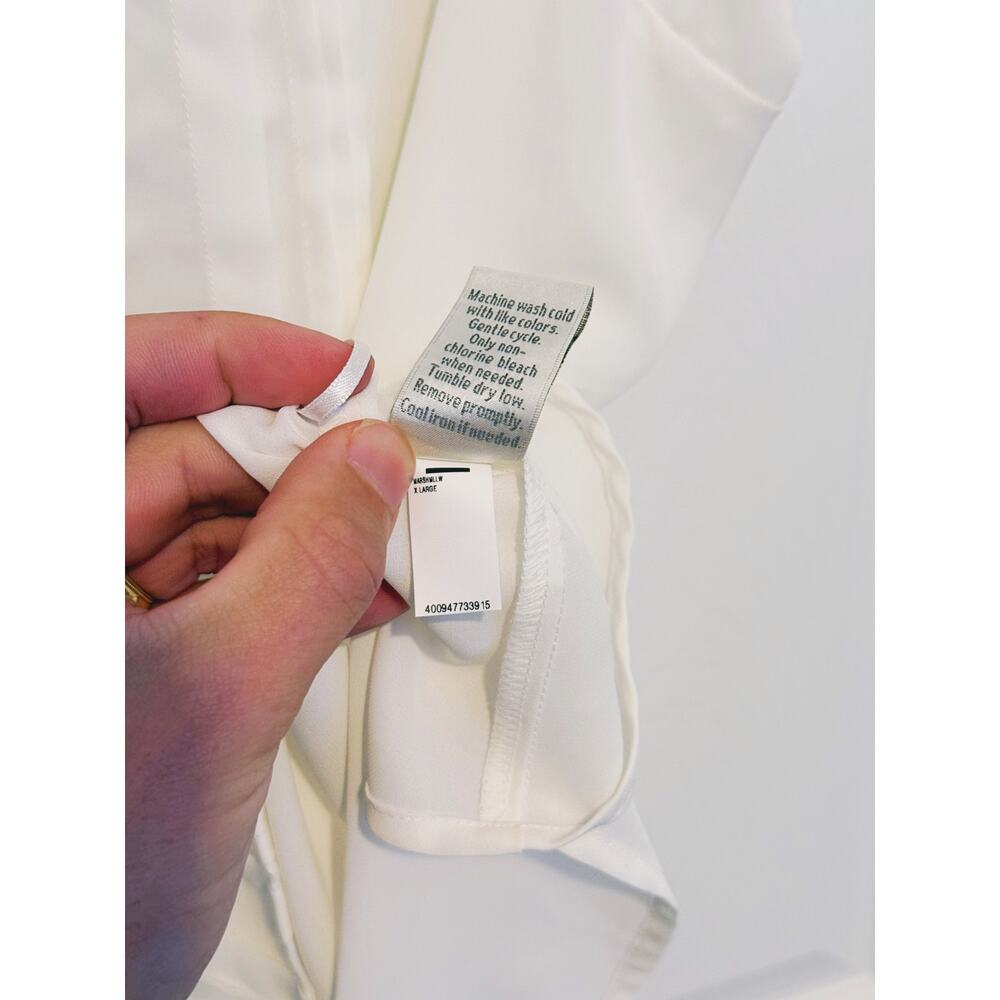 LC Coquette Bow Button Sleeveless Blouse Size XL White Preppy Soft Old Money - Picture 7 of 8